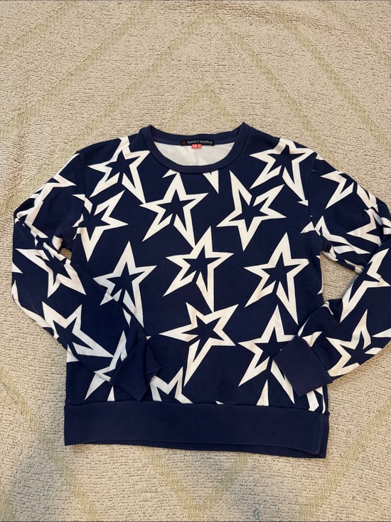 Perfect Moment Tops - Perfect Moment Star Print Sweatshirt Navy White XS Luxury Ski Athleisure